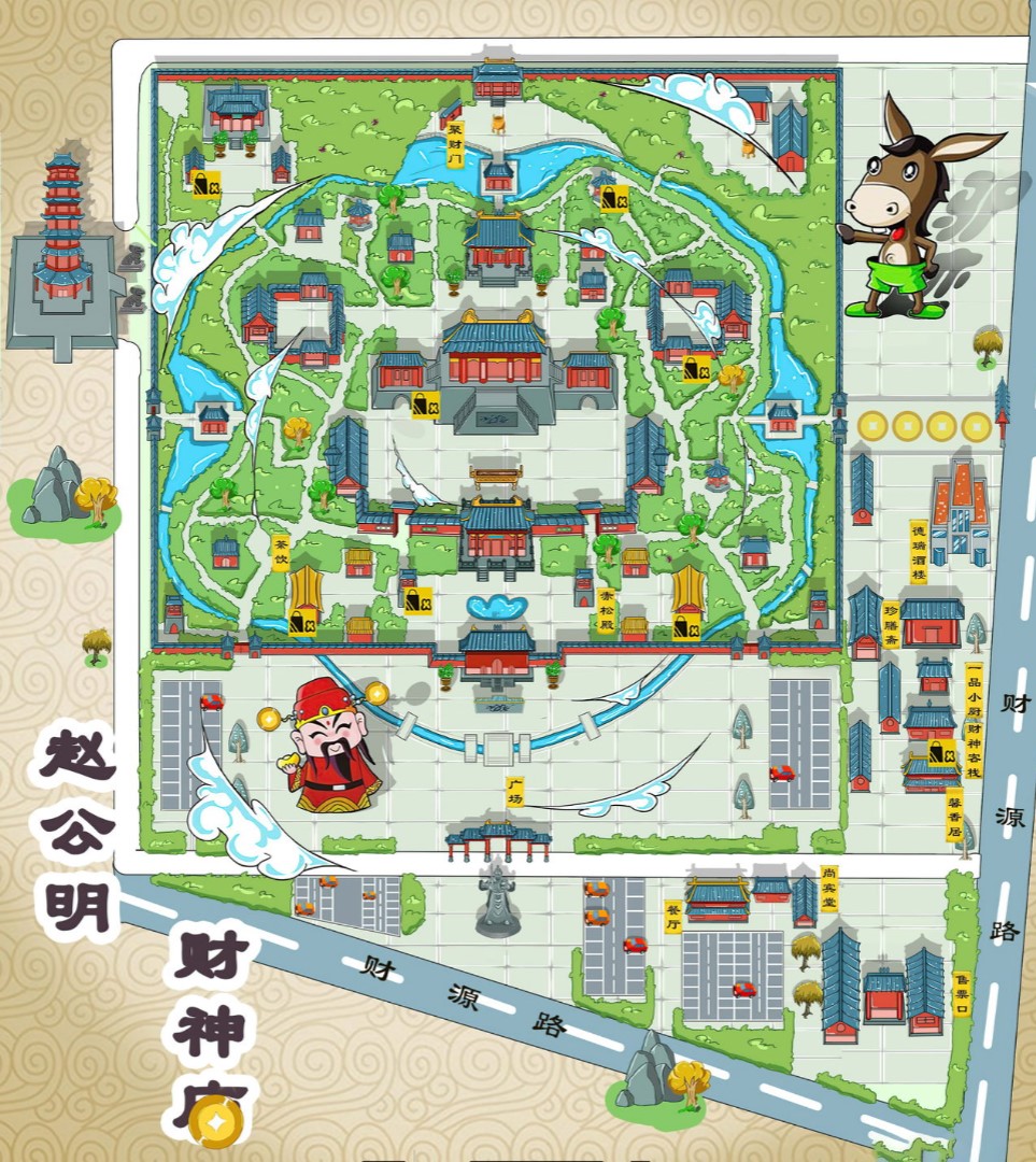 萝北寺庙类手绘地图